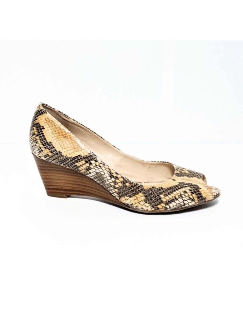 FRANCO SARTO Vaya Snake Faux Leather Wedges 6.5